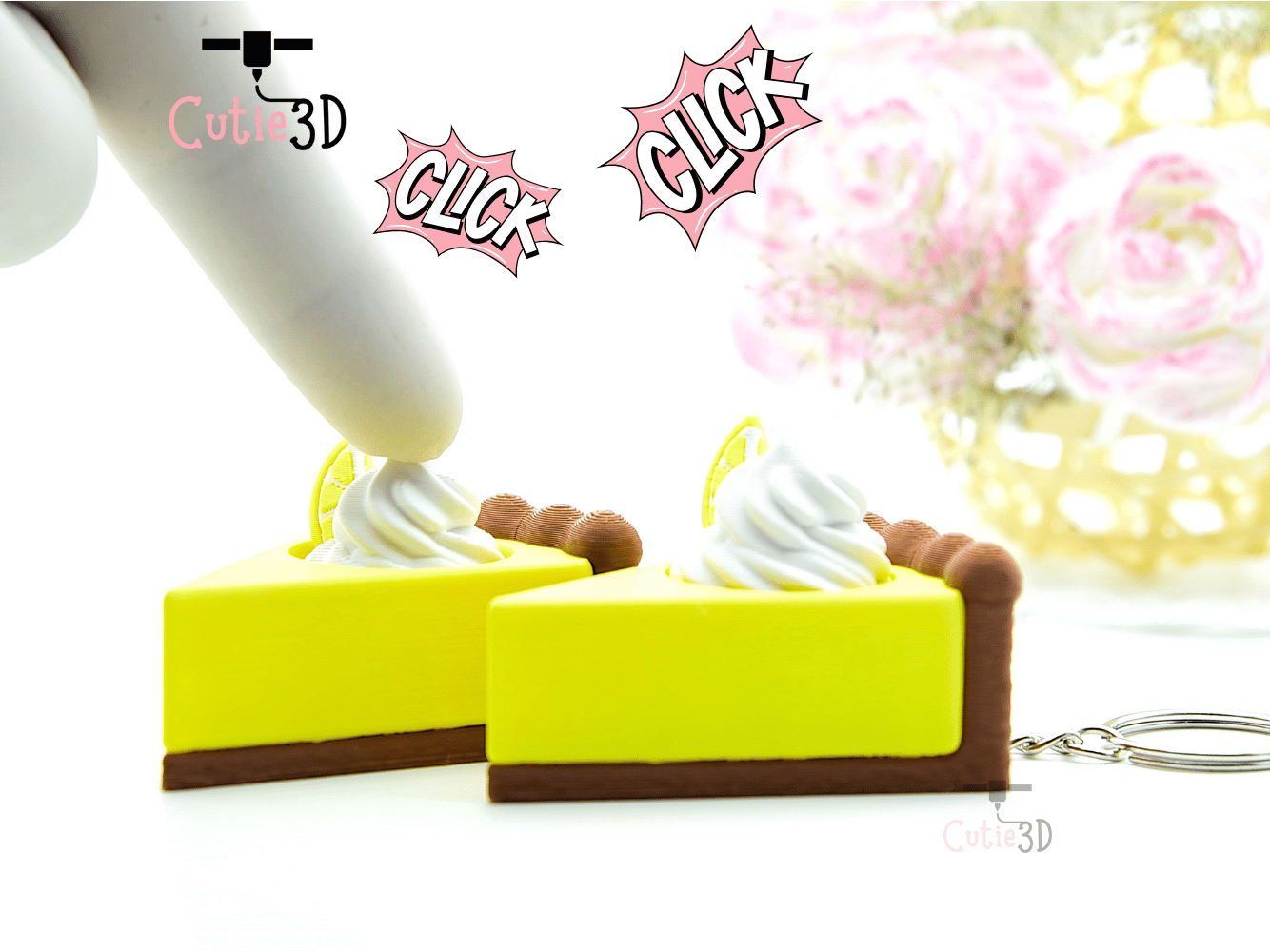 🍋 Cutie3D Summer Lemon Pie Keycap Fidget Clicker Keychain - Cute